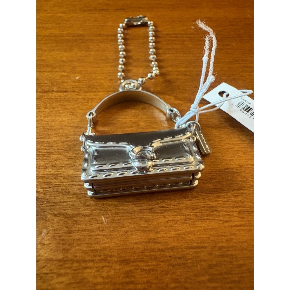 Coach 3D Tabby Bag Charm Women Silver Metal Mini Handbag Keychain CC039 New Tag - Picture 4 of 5